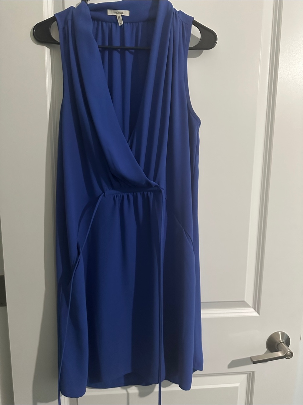Sleeveless Royal Blue Wrap-Front Dress
